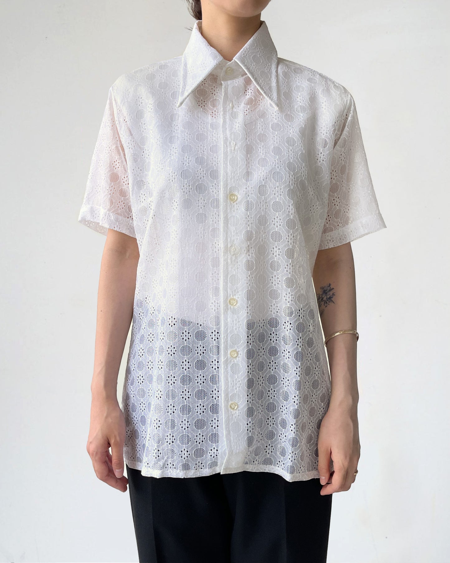 70's White Lace S/S Shirt