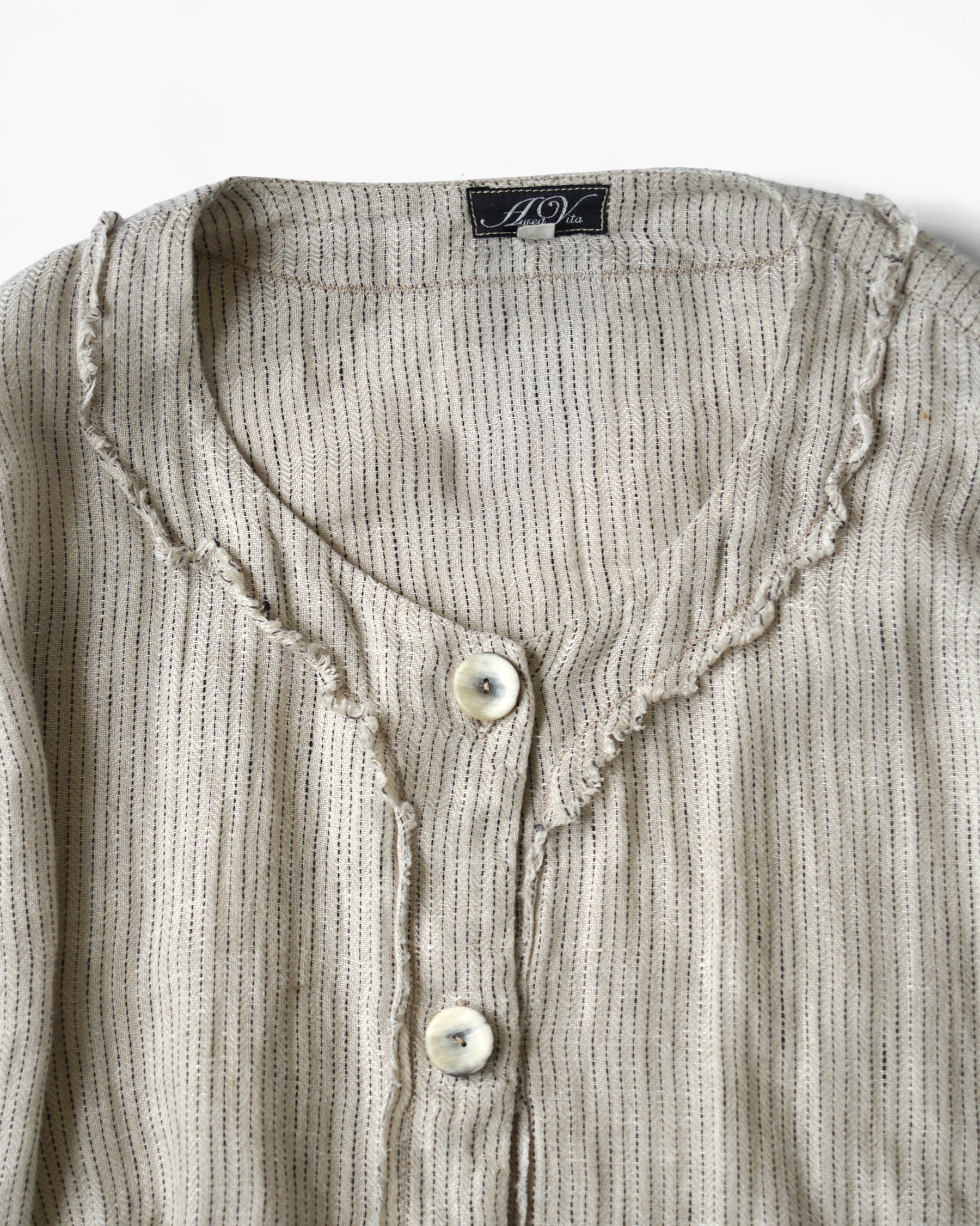 Fringe Trimmed Button Linen Jacket