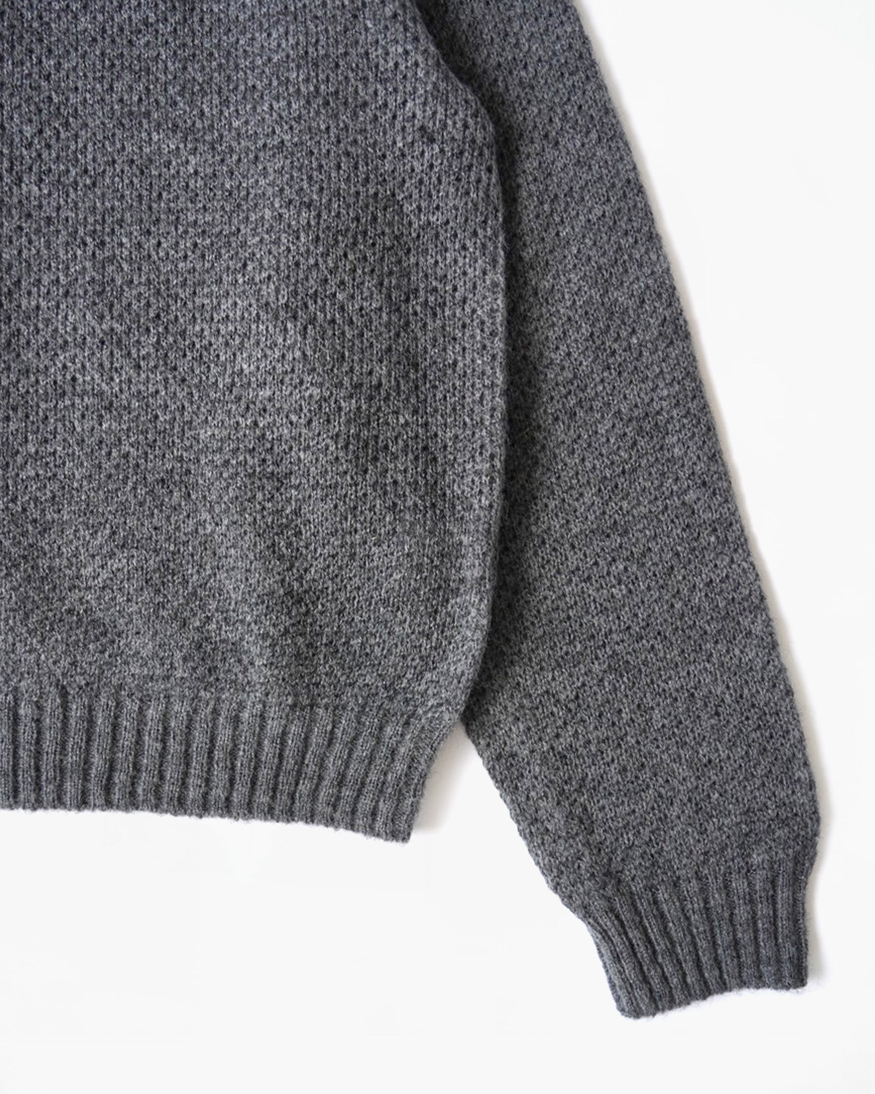 Mohair Blend Knit Polo - Gray