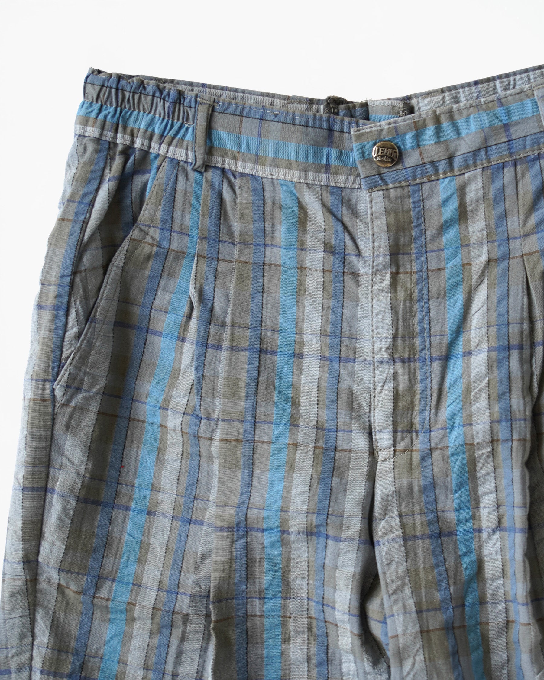 Cotton Blend Plaid Trousers