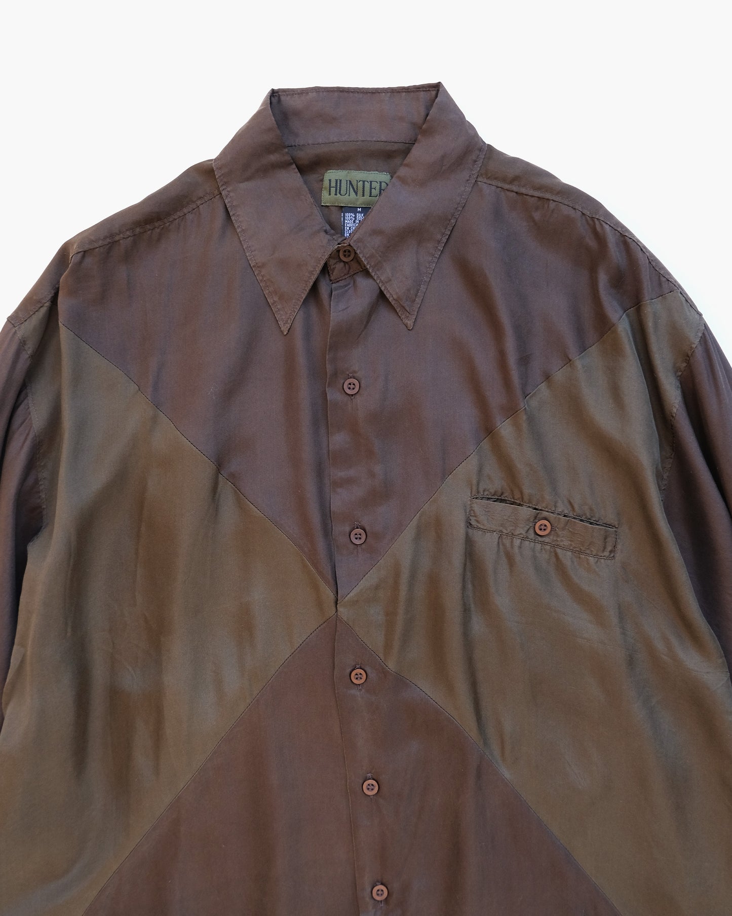 100% Silk Shirts - Brown x Olive