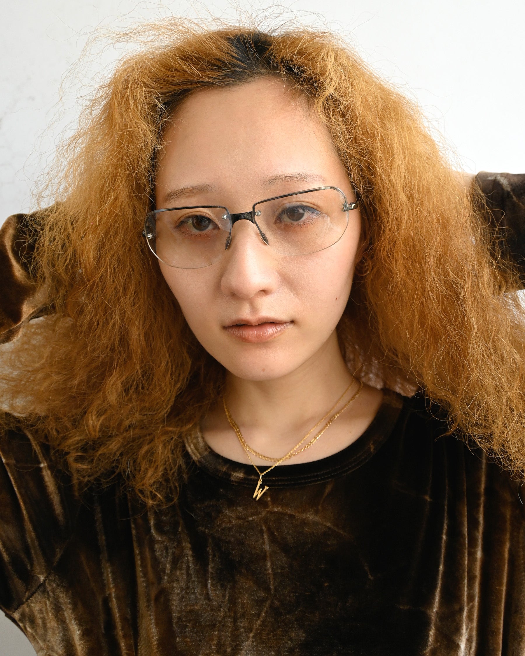 NOS 90s Clear Frameless Sunglasses - Brown