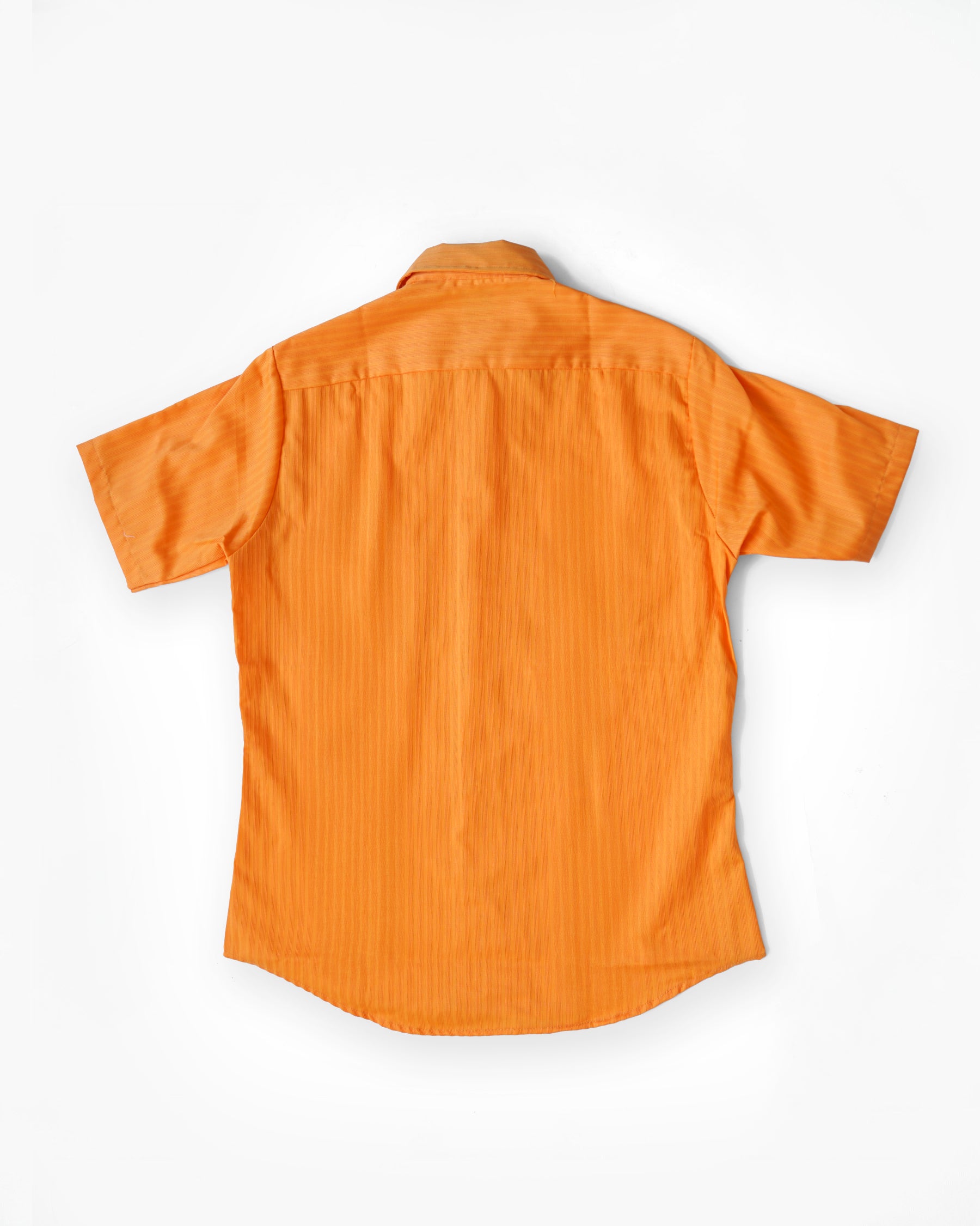 1970's Orange Stripe Pattern Short Sleeve Shirt