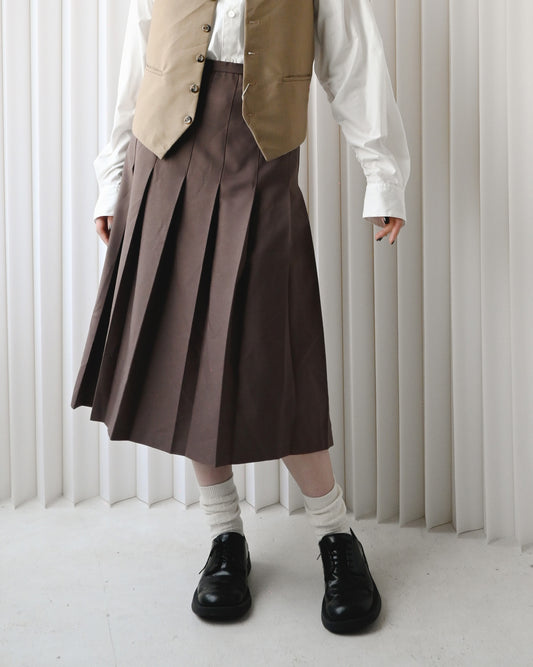 Pleated Skirt - Brown