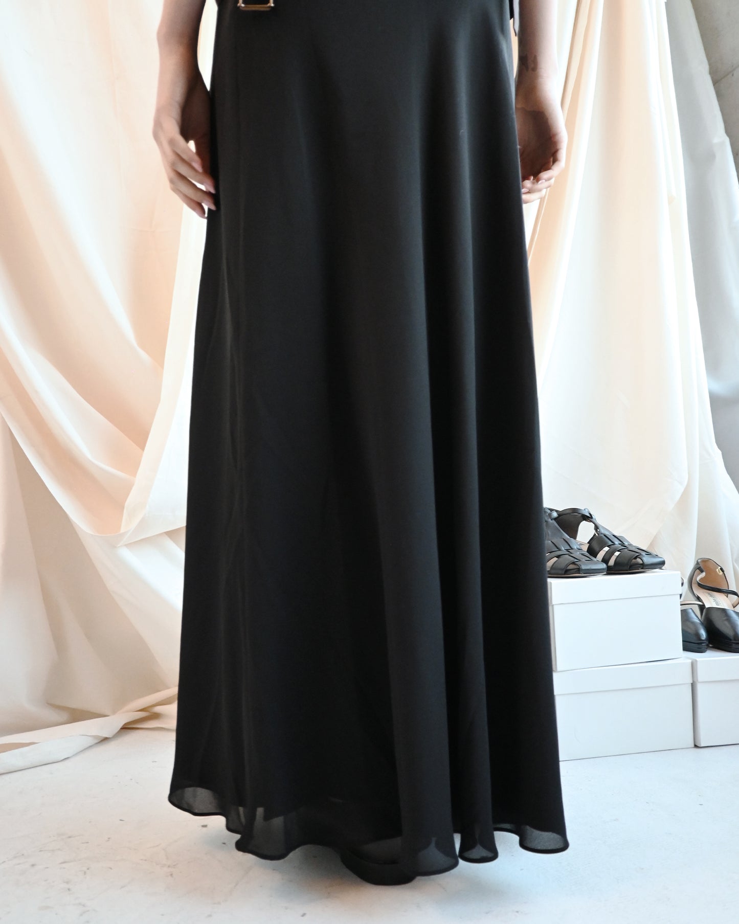 Acetate Black Long Skirt - Flair