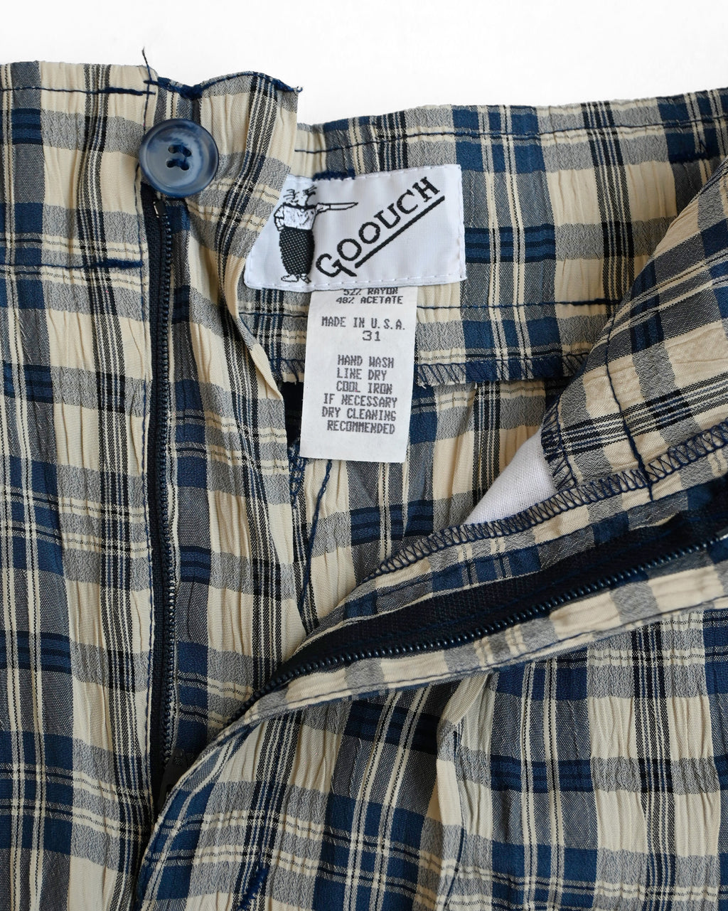 "GOOUCH" Rayon Plaid Shorts