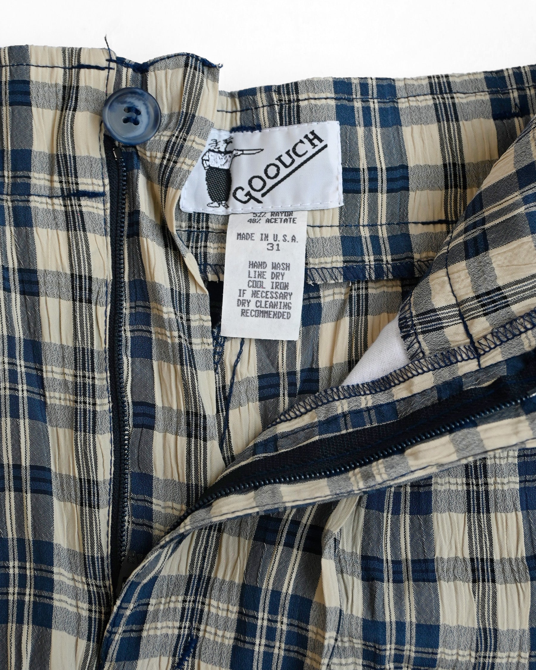 "GOOUCH" Rayon Plaid Shorts