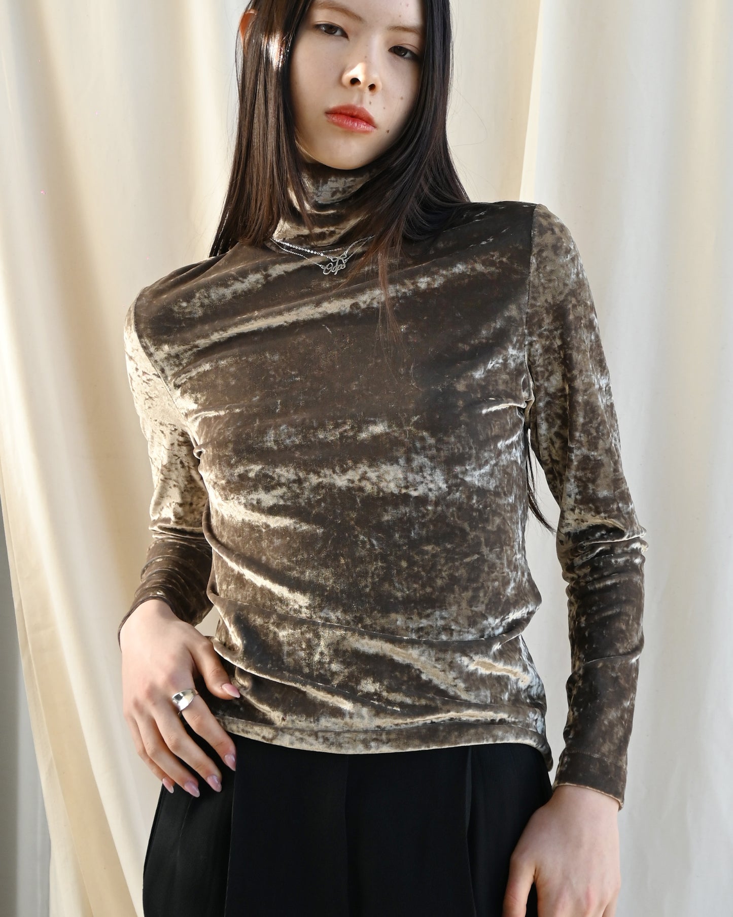 Velour Turtle Top - Gold