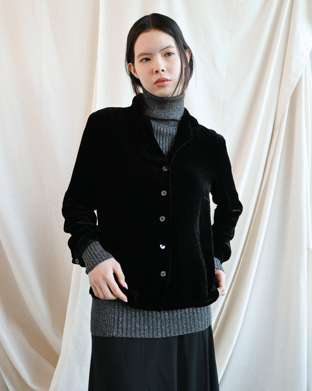 Velour Open Collar Shirt