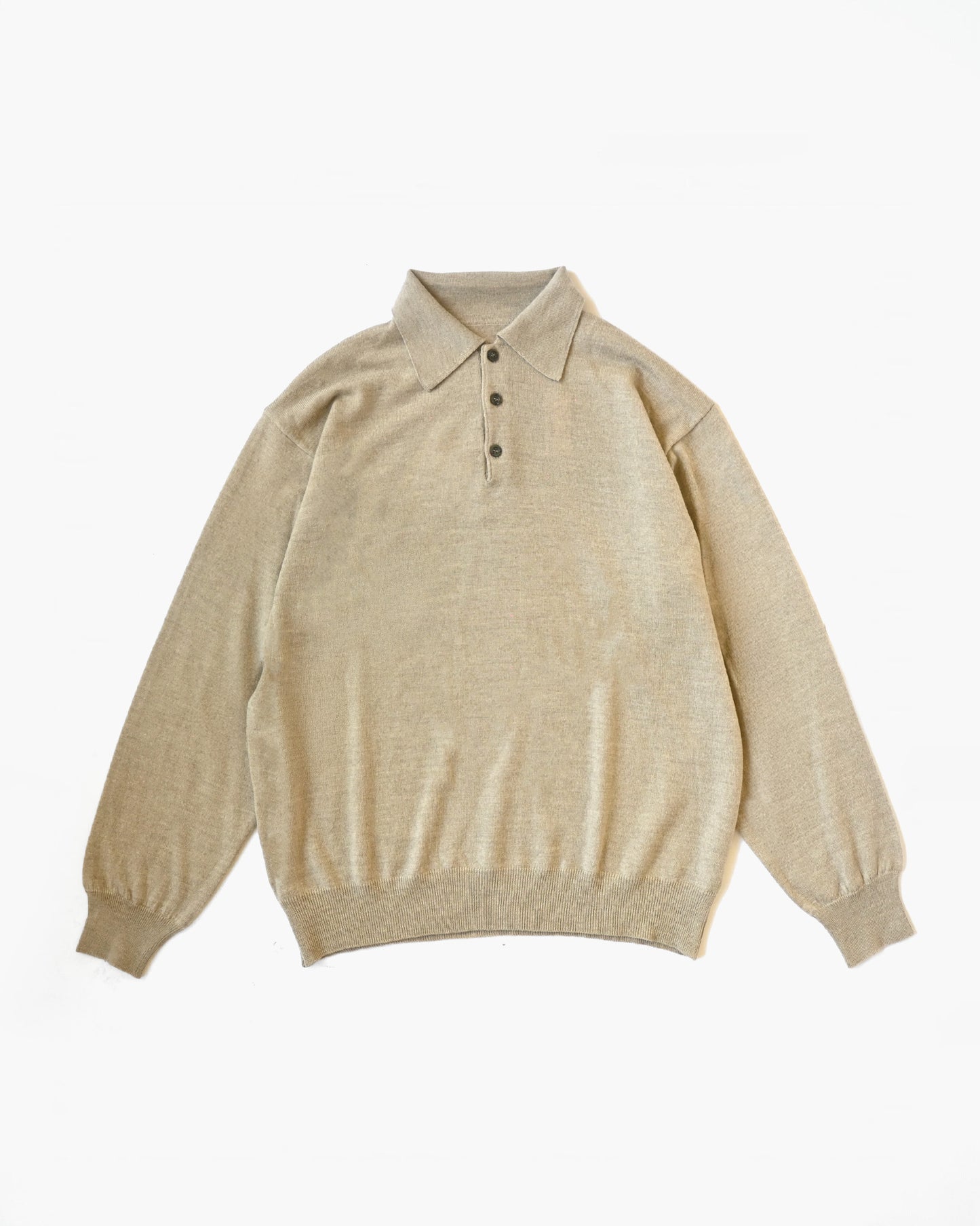 Basic Wool Knit Polo - Beige