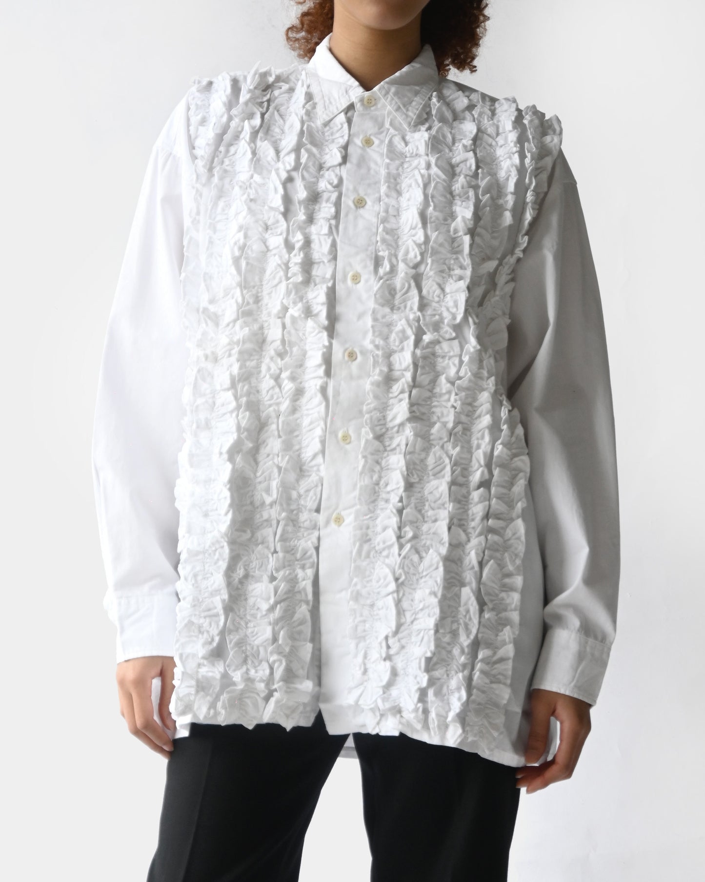 100% Cotton White Ruffle Shirt