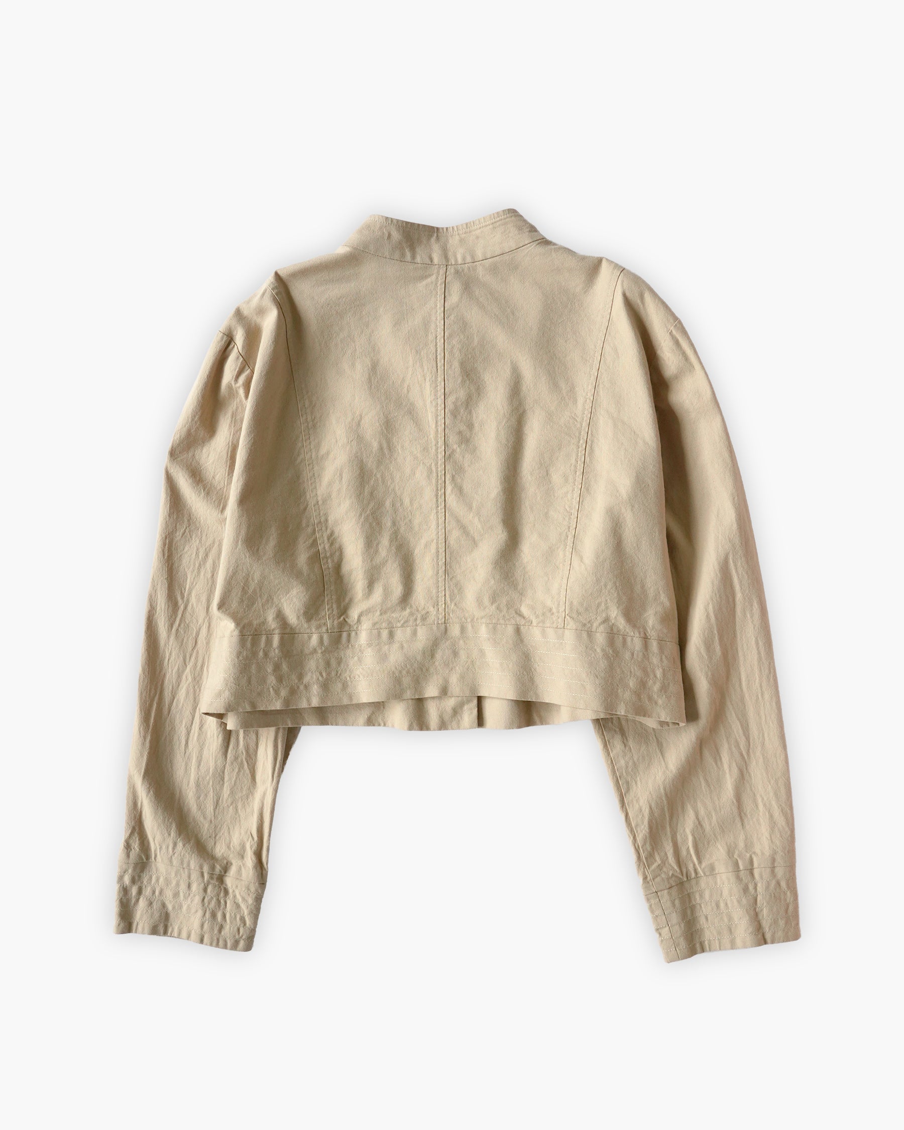 Cotton Cropped Jacket - Beige