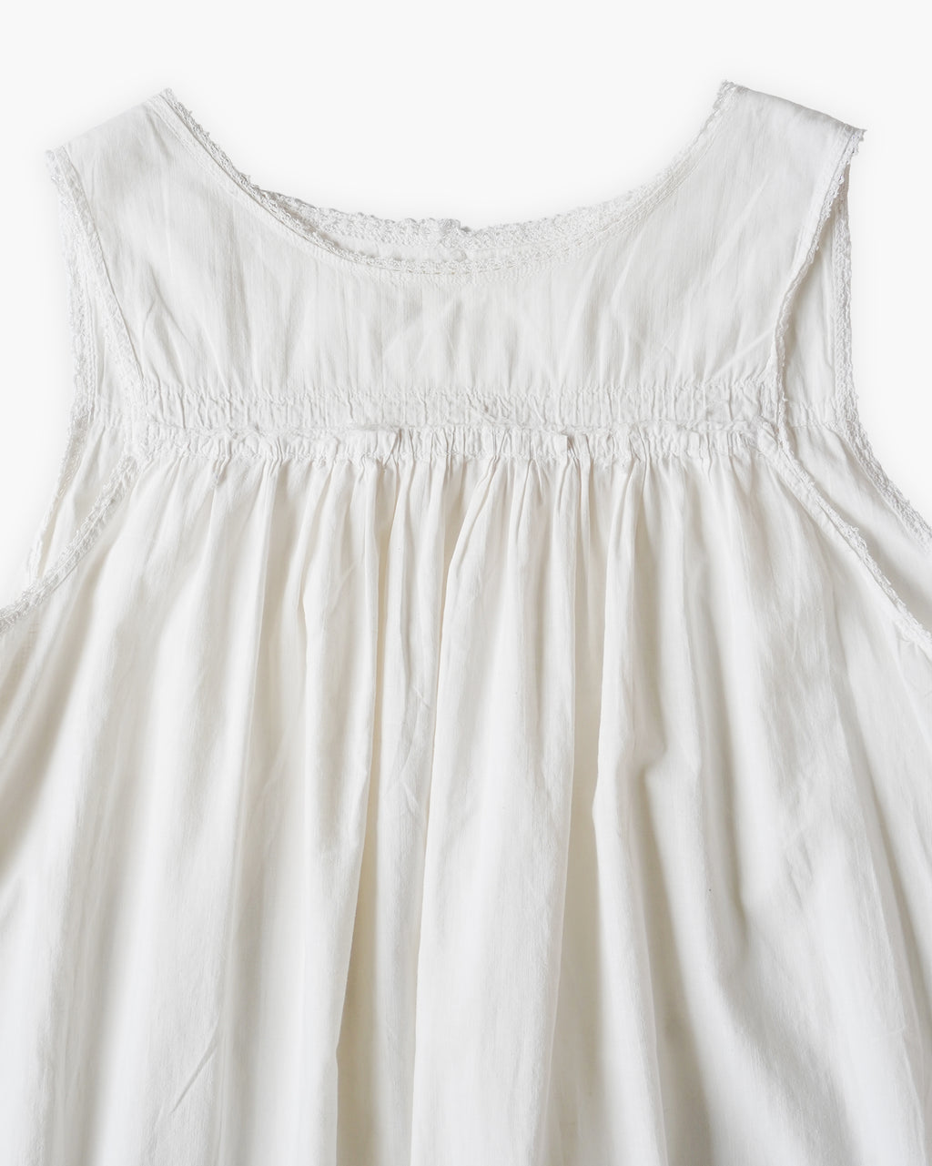 French Cotton Sleeveless Gather Dress
