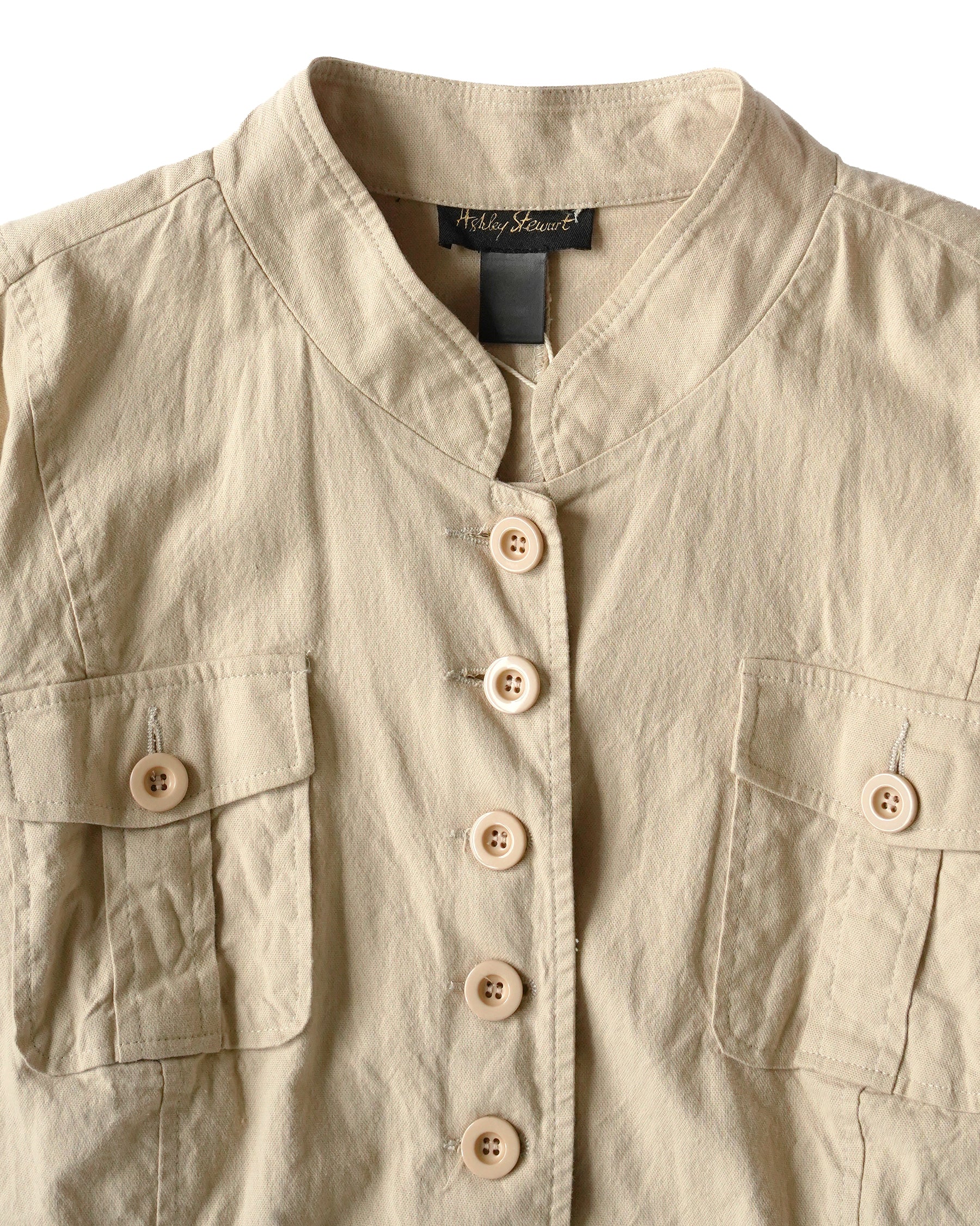 Cotton Cropped Jacket - Beige