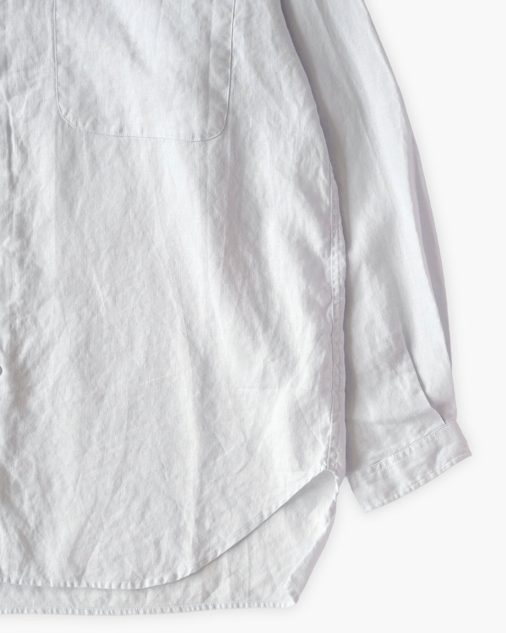 "GOOUCH" 100% Linen Collarless L/S Shirt - White