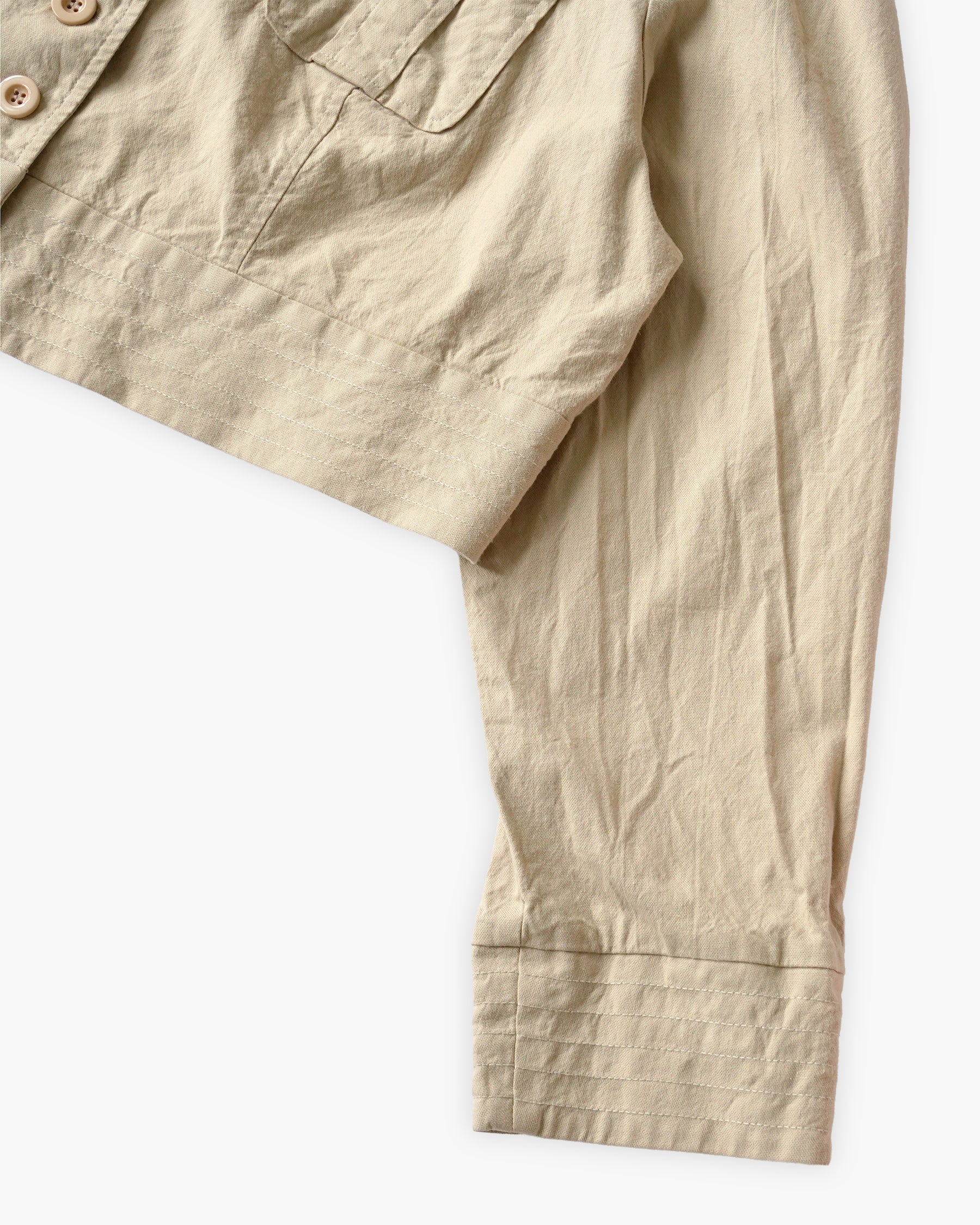 Cotton Cropped Jacket - Beige