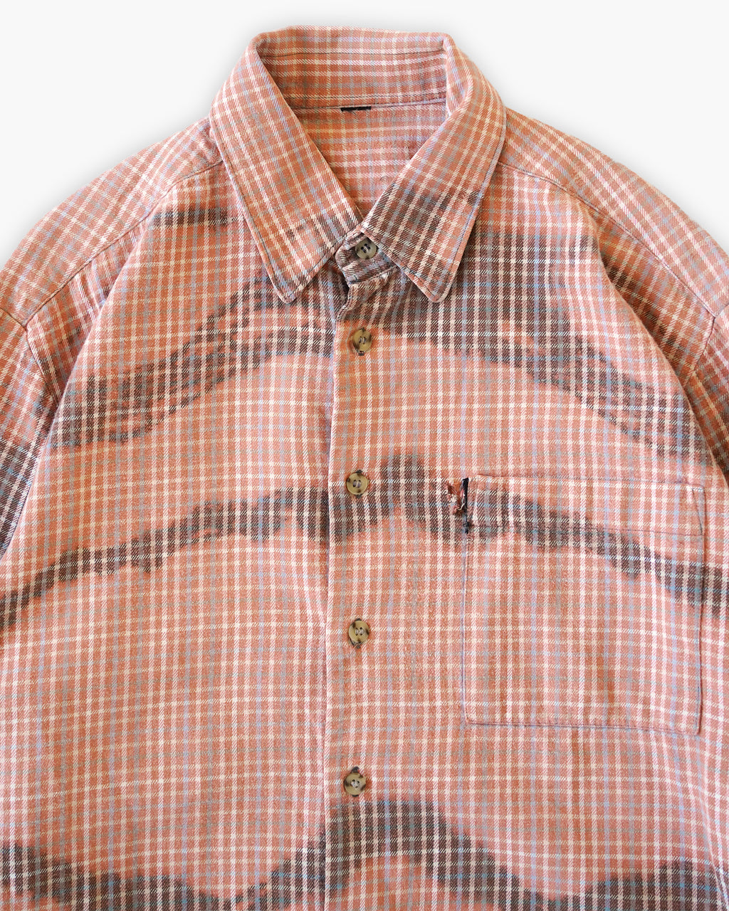 Sun Bleached Box Plaid Shirt - Orange