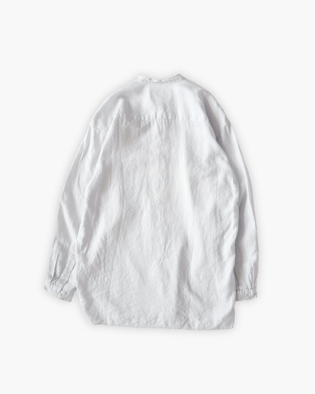 "GOOUCH" 100% Linen Collarless L/S Shirt - White