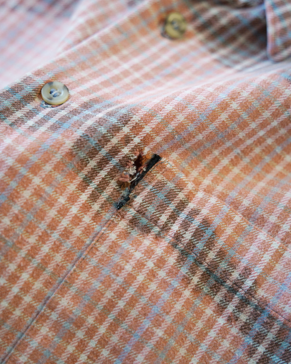 Sun Bleached Box Plaid Shirt - Orange