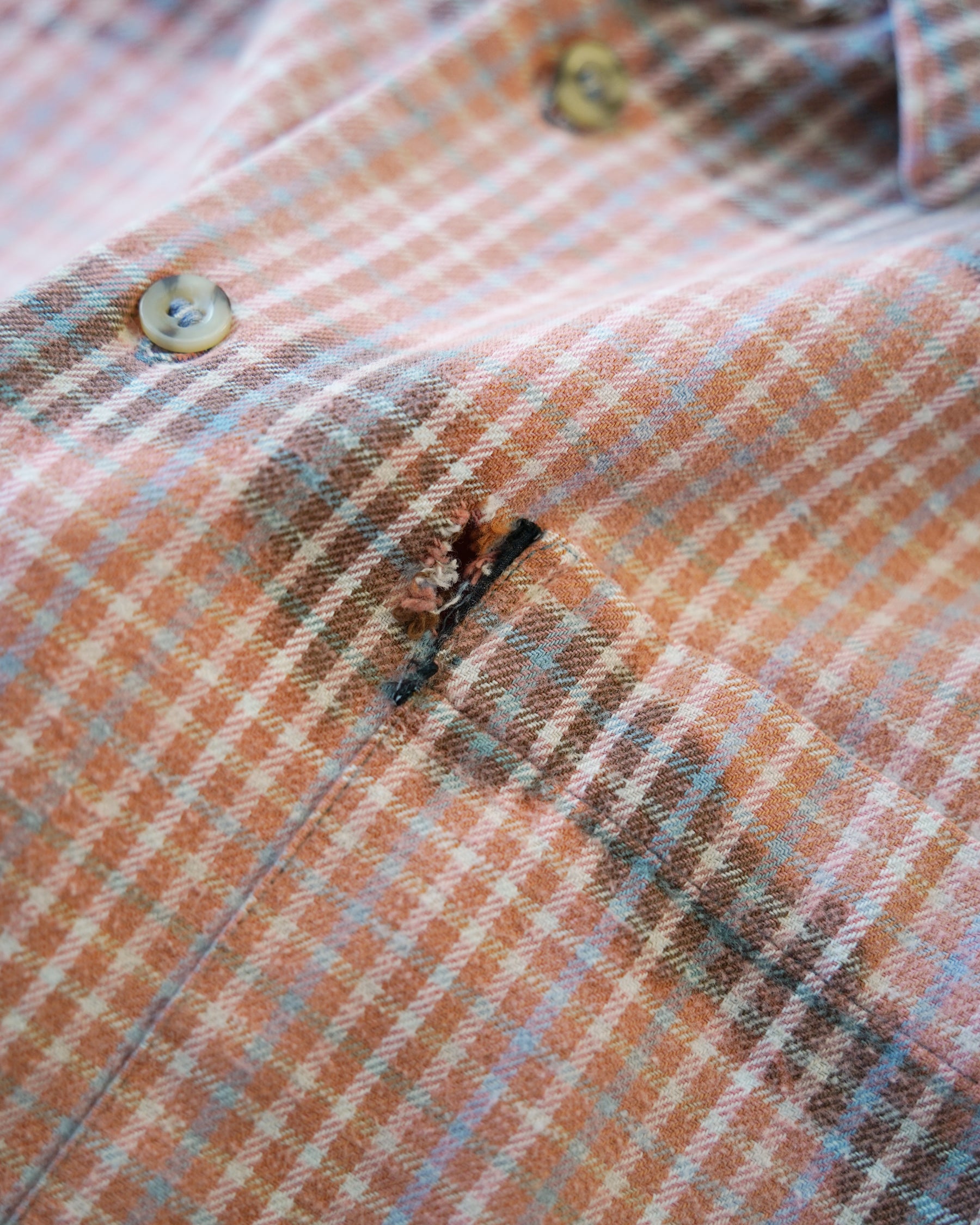 Sun Bleached Box Plaid Shirt - Orange