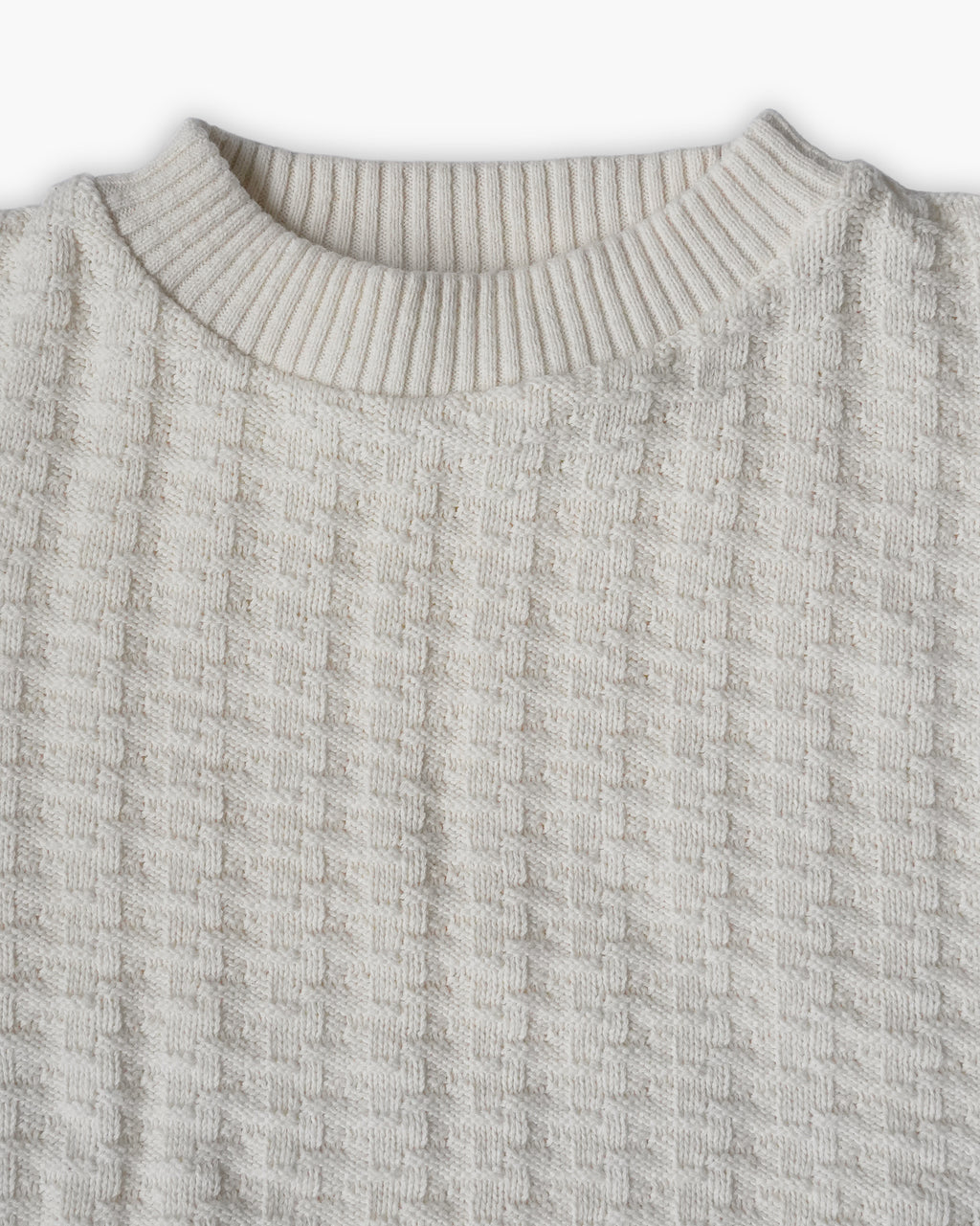 100% Cotton White Crew Neck Sweater