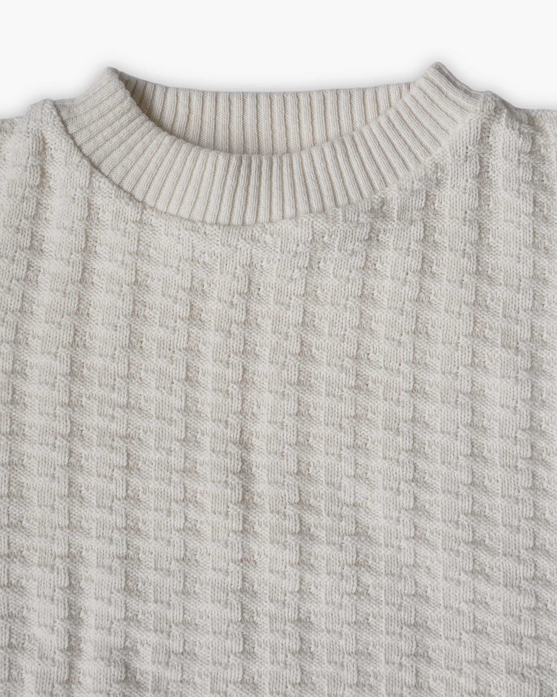 100% Cotton White Crew Neck Sweater