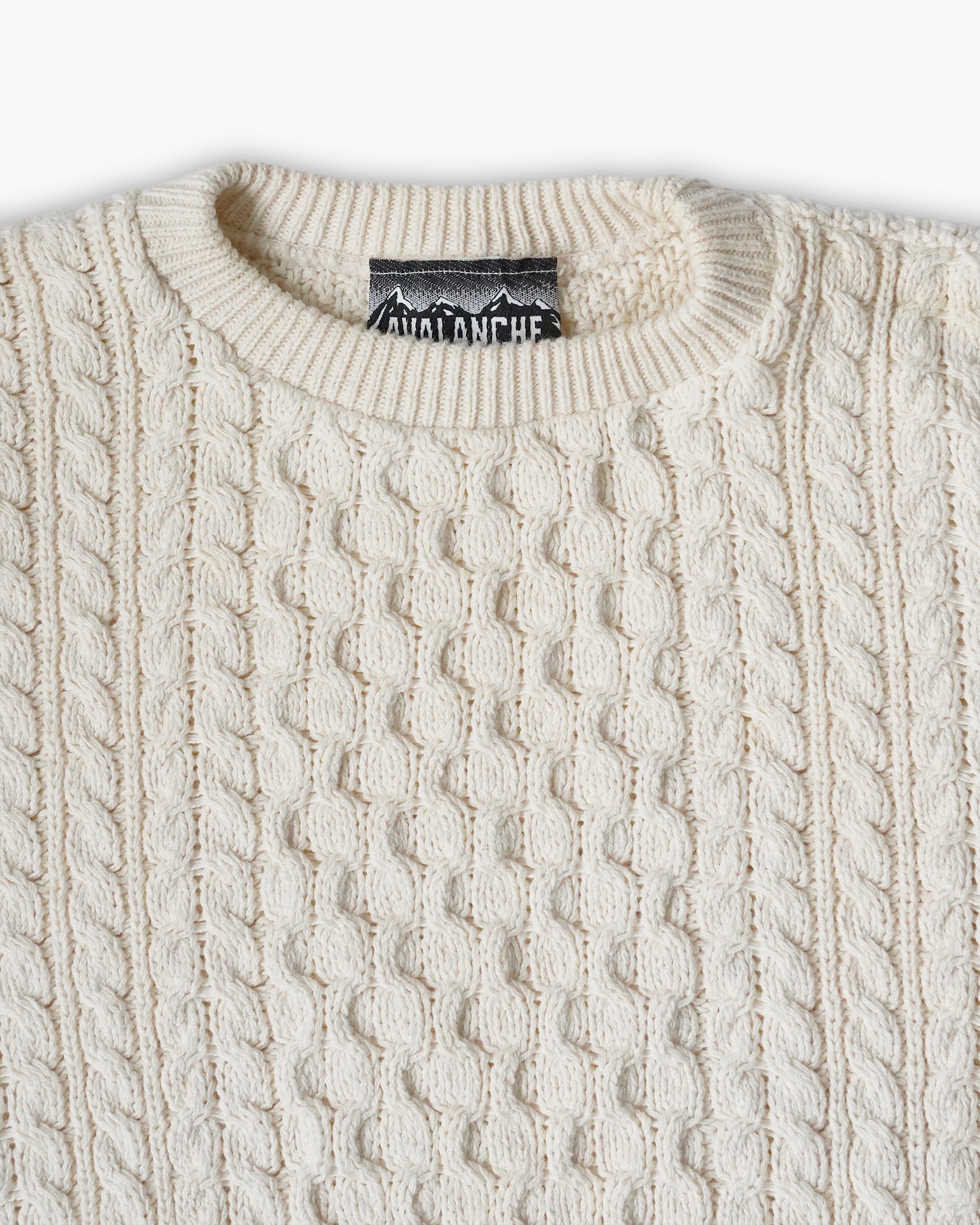 100% Cotton White Cable Knit Sweater