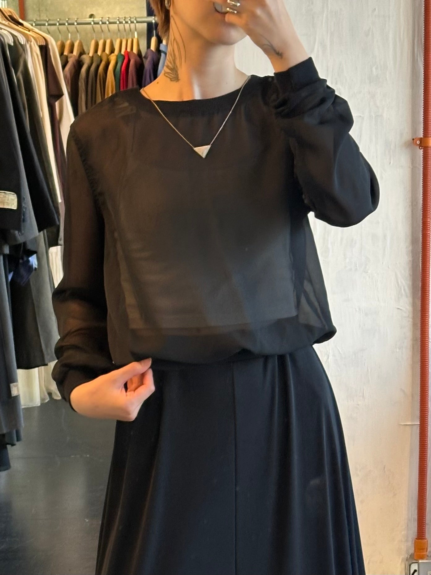 Sheer Blouson Pullover