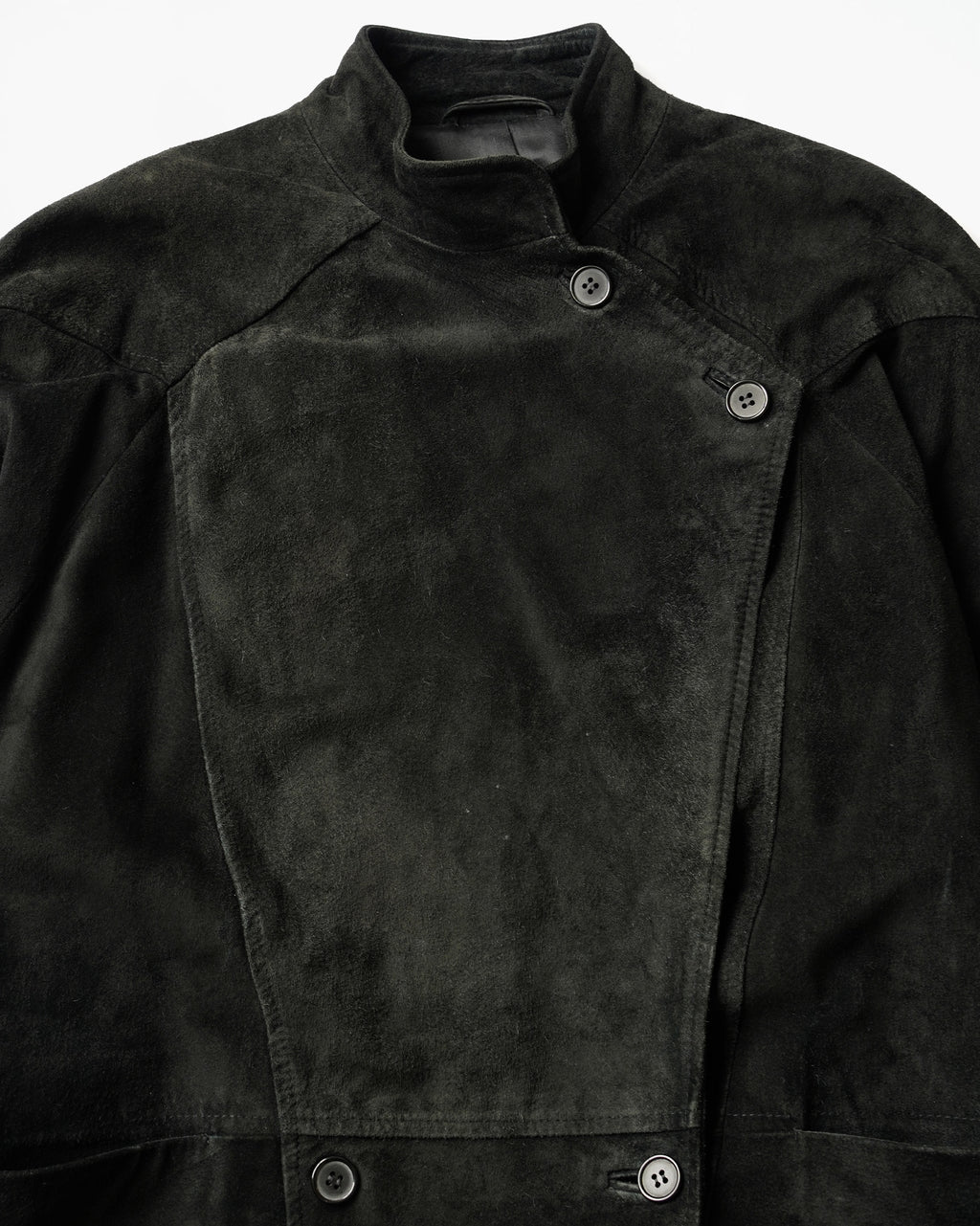 1980~90's Black Suede Asymmetric Coat