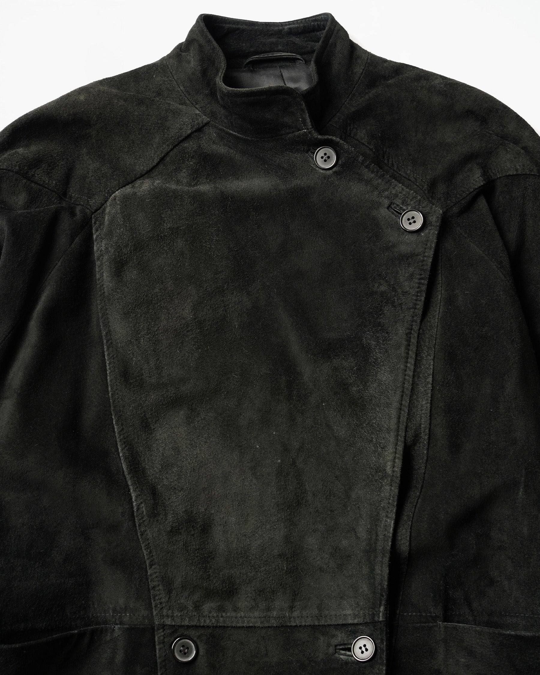 1980~90's Black Suede Asymmetric Coat