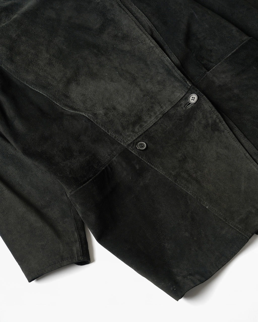 1980~90's Black Suede Asymmetric Coat
