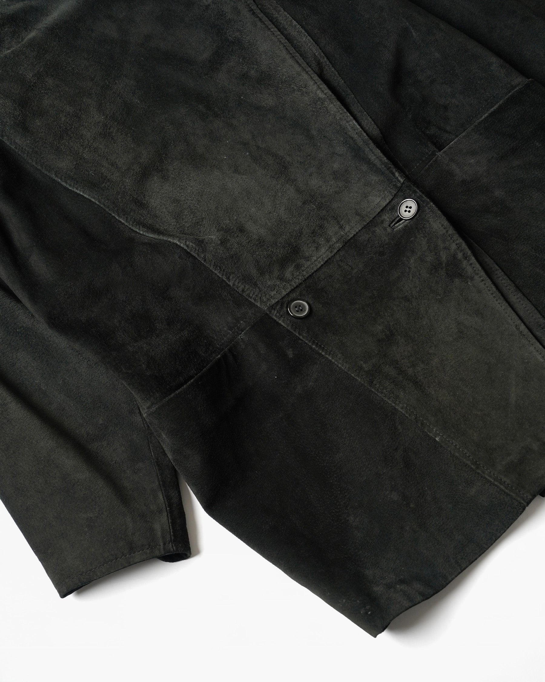 1980~90's Black Suede Asymmetric Coat