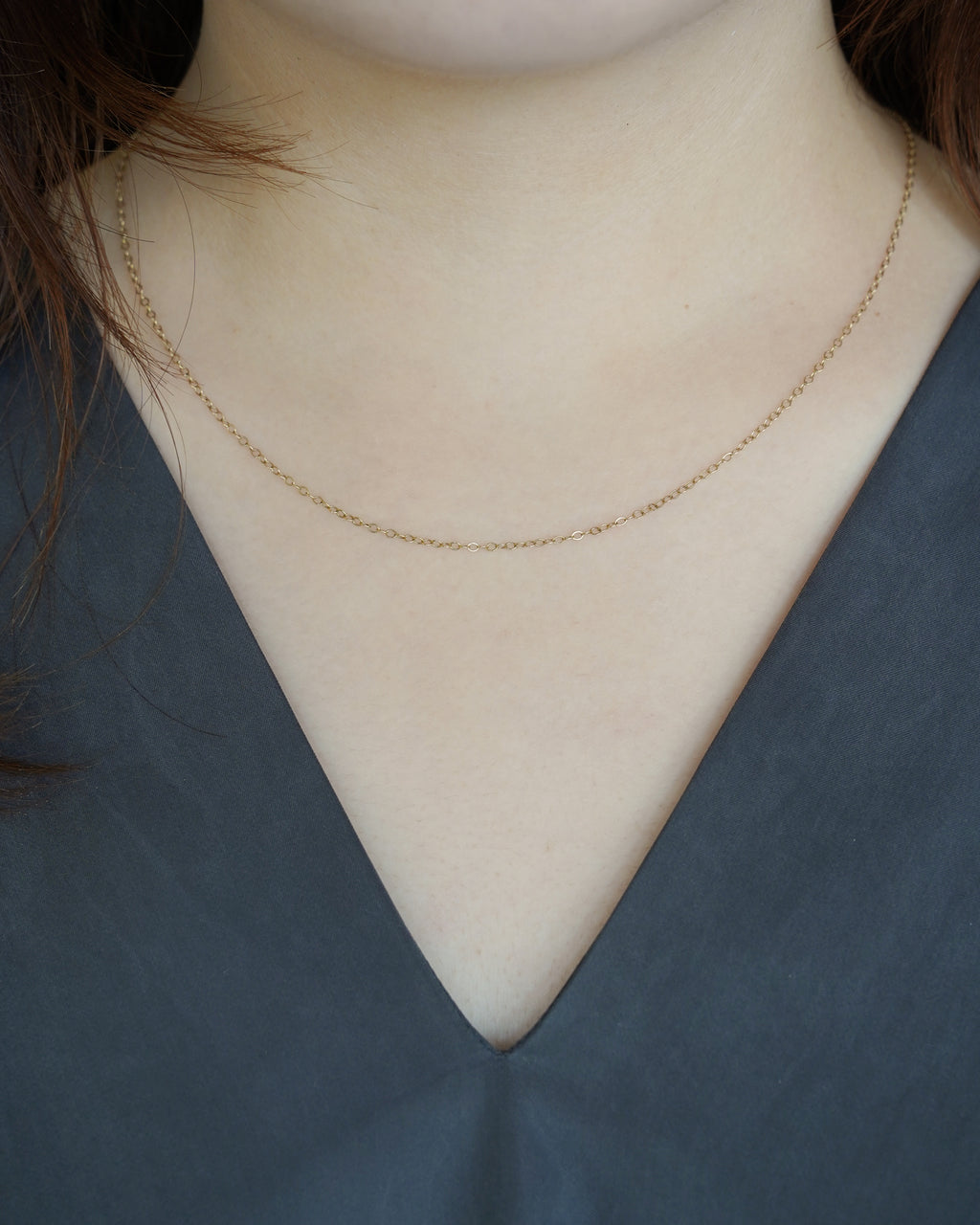 14K Gold Slim Oval Chain Necklace (GDN26029-1)