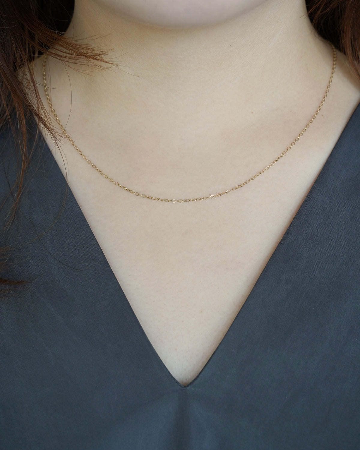14K Gold Slim Oval Chain Necklace (GDN26029-1)