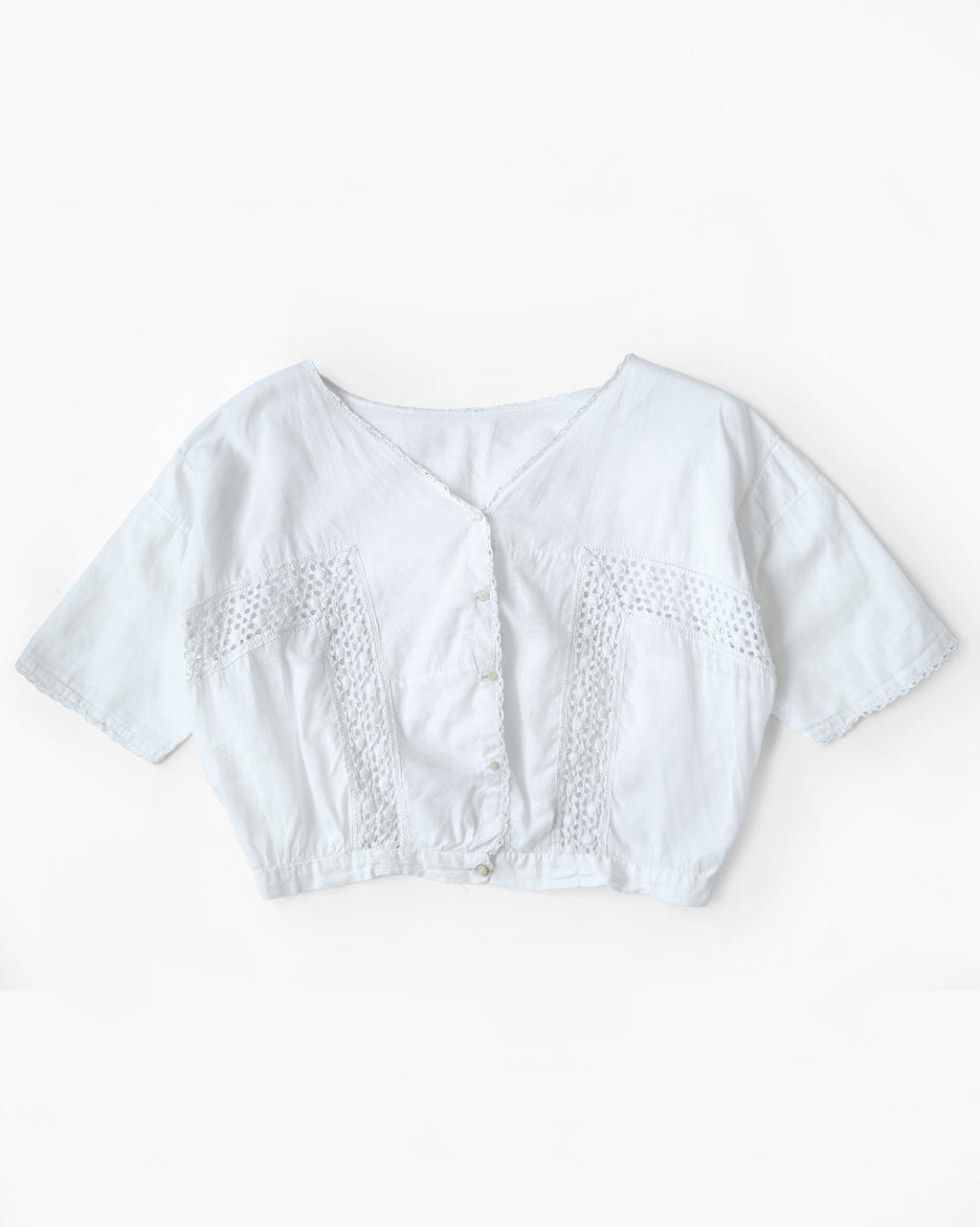 Cotton Lace Cropped Blouse Made in France