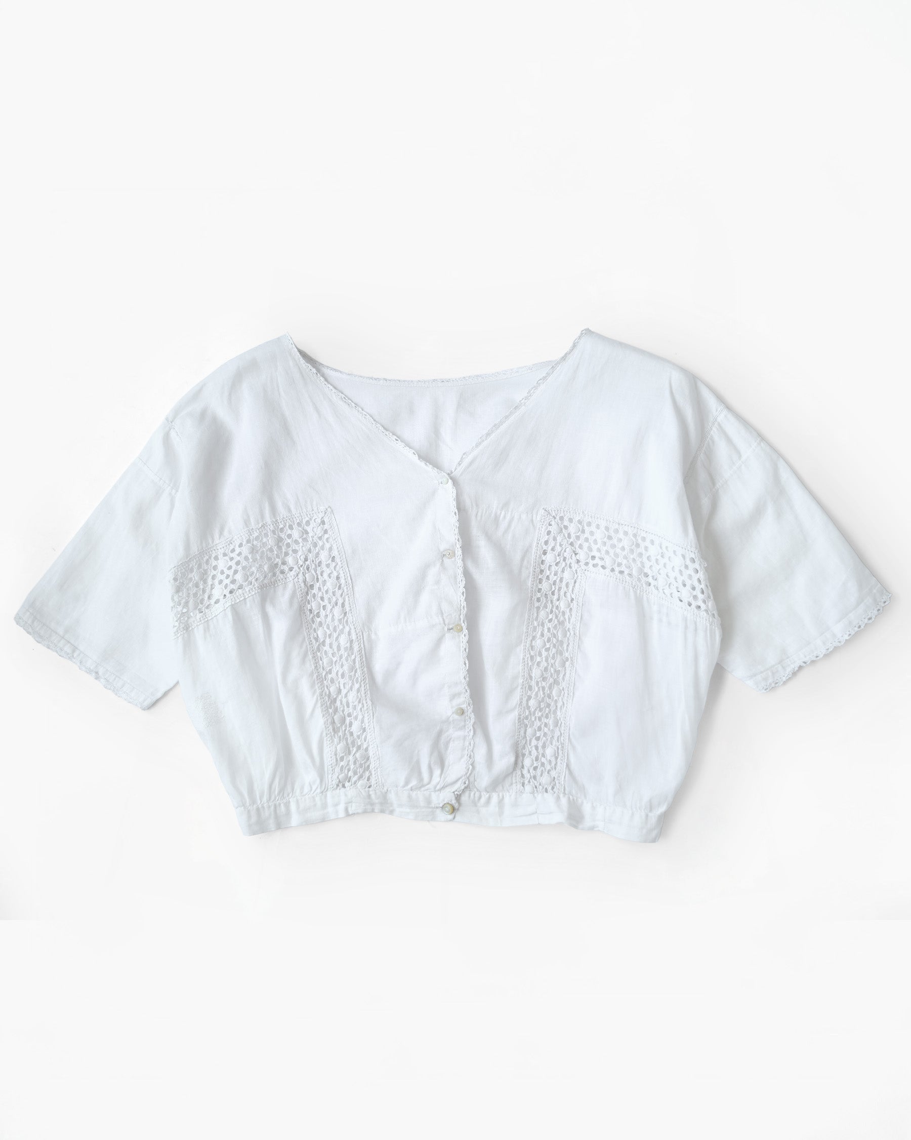 Cotton Lace Cropped Blouse Made in France