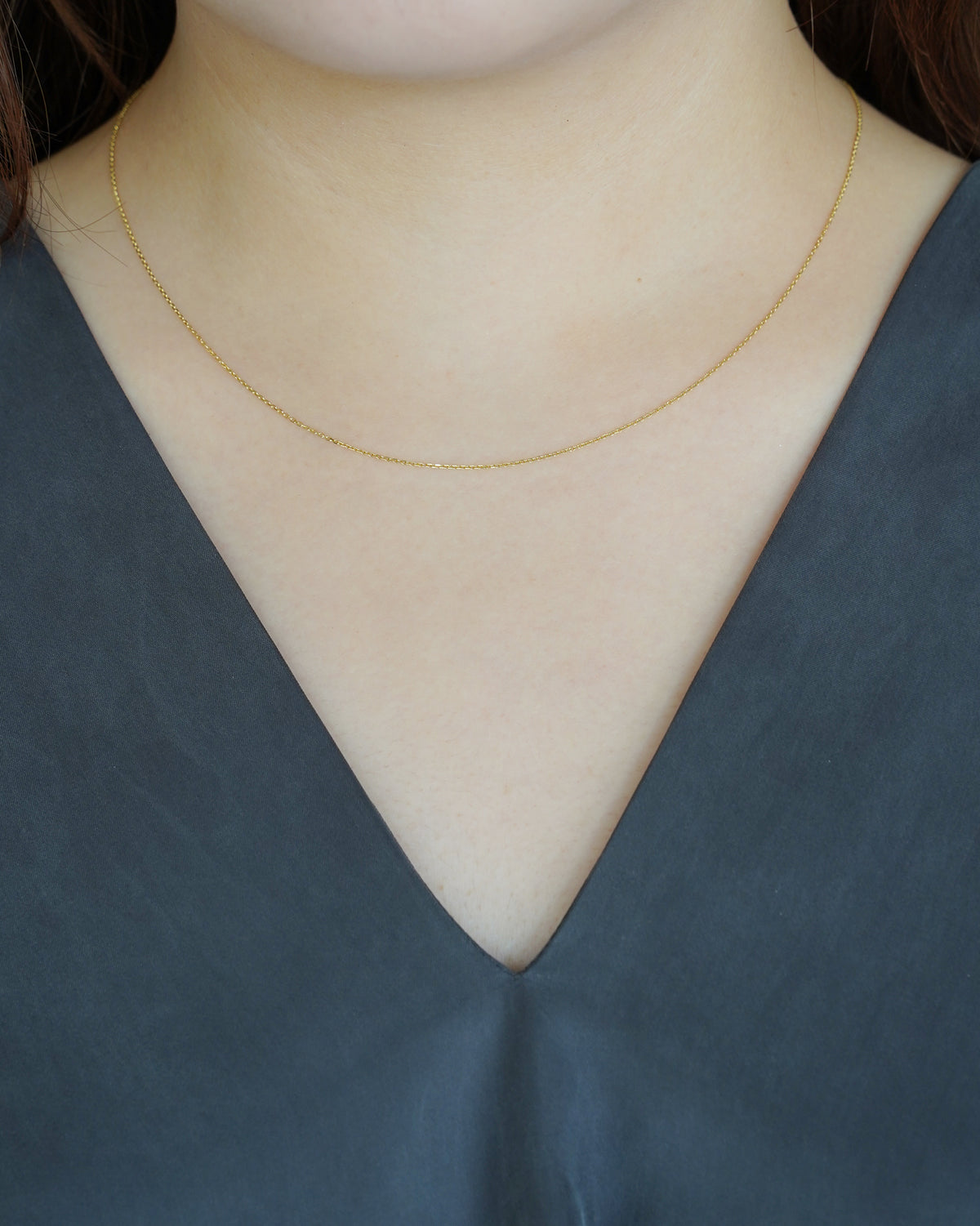 14K Gold Slim Oval Chain Necklace (GDN26029-3)