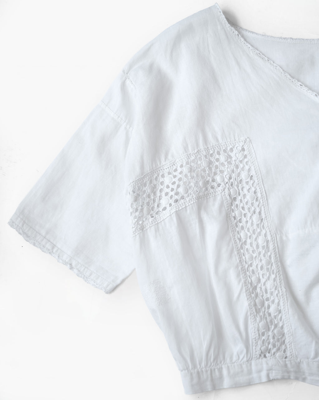 Cotton Lace Cropped Blouse Made in France