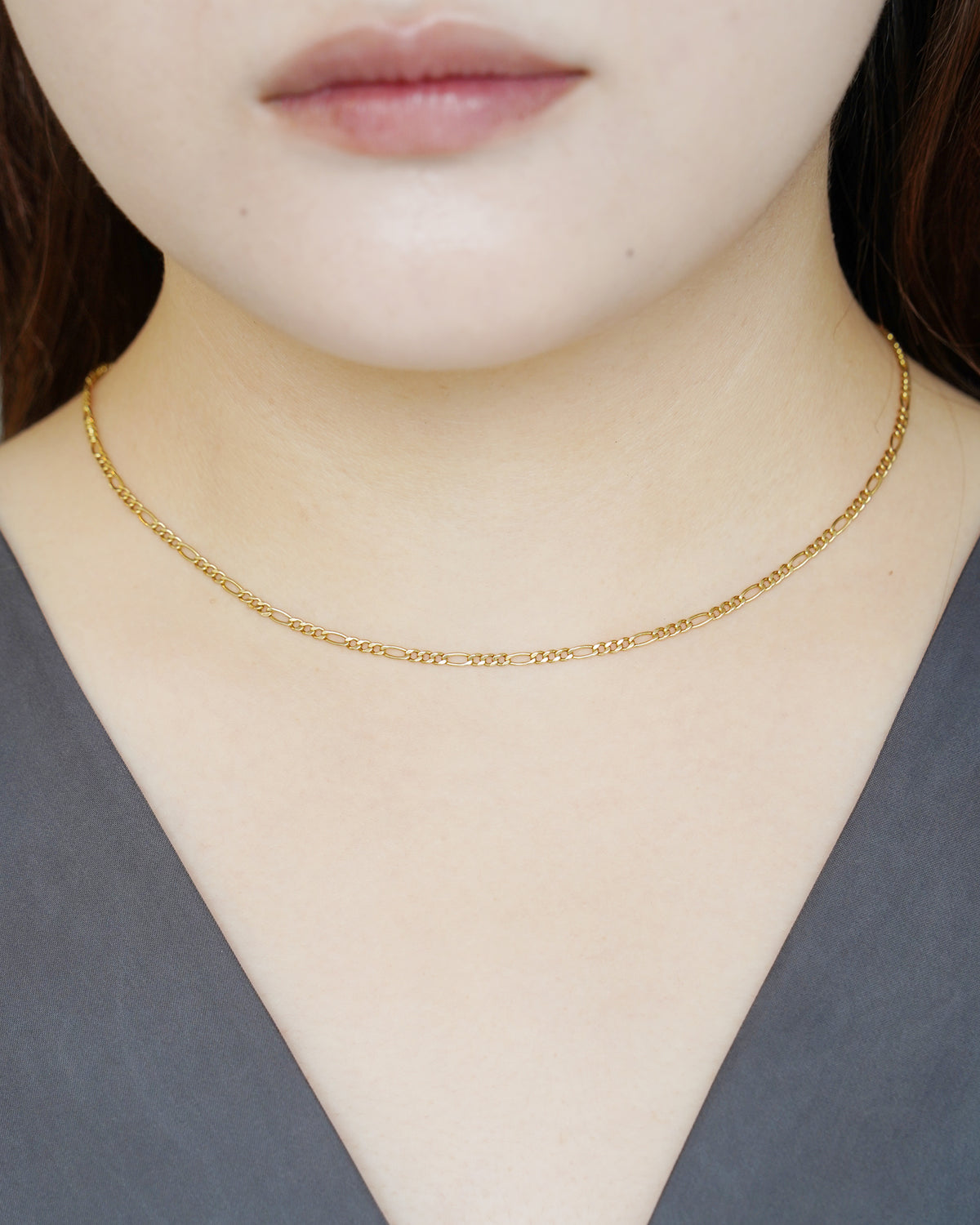 14K Gold Figaro Chain Necklace (GDN26035-2)