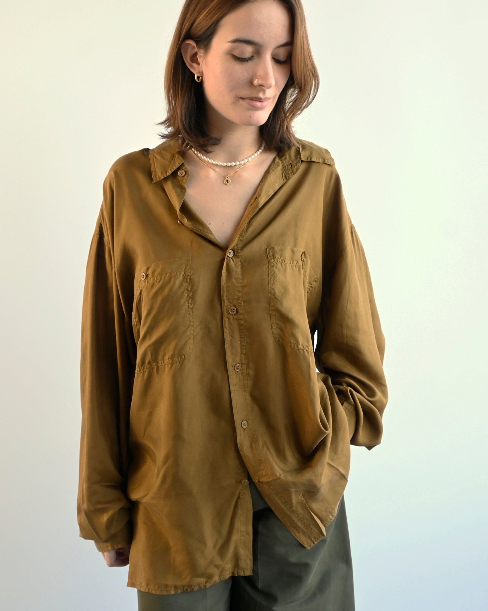 N.O.S  100% Silk Shirts - Gold