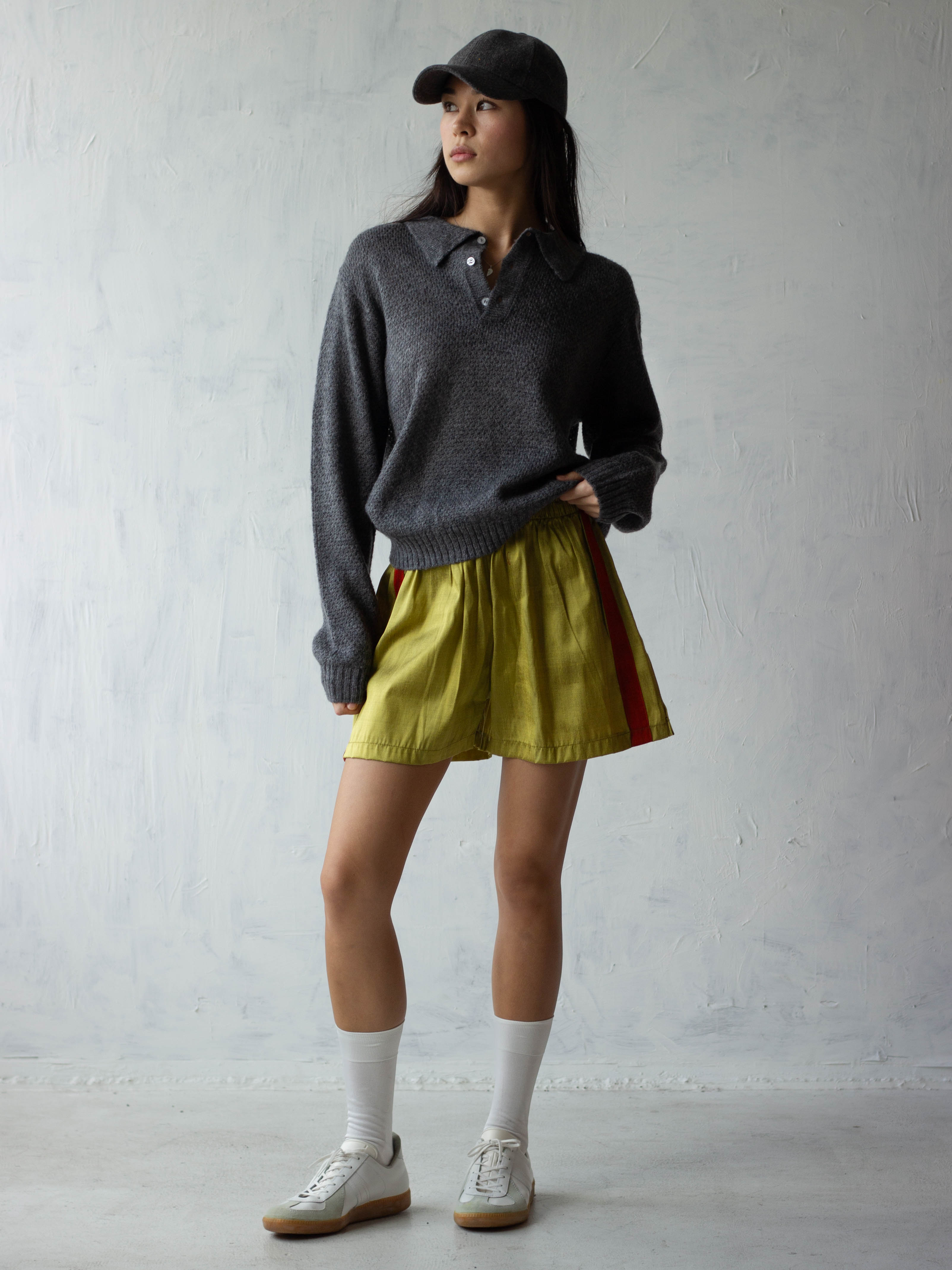 [Pre-order] Mohair Blend Knit Polo - Gray