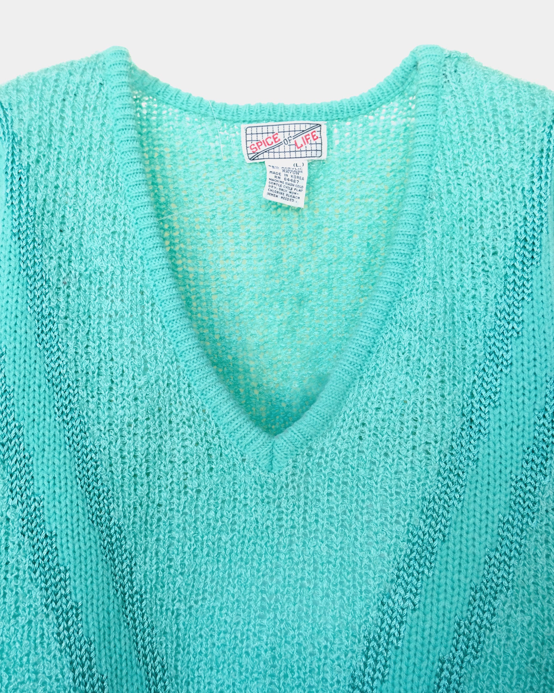 V-neck Acrylic Knit - Skyblue