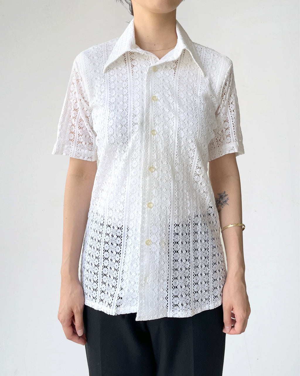 70's White Lace S/S Shirt