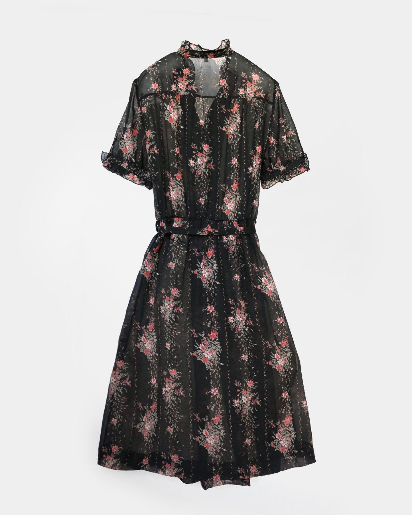 70's Flower Printed Sheer Dress