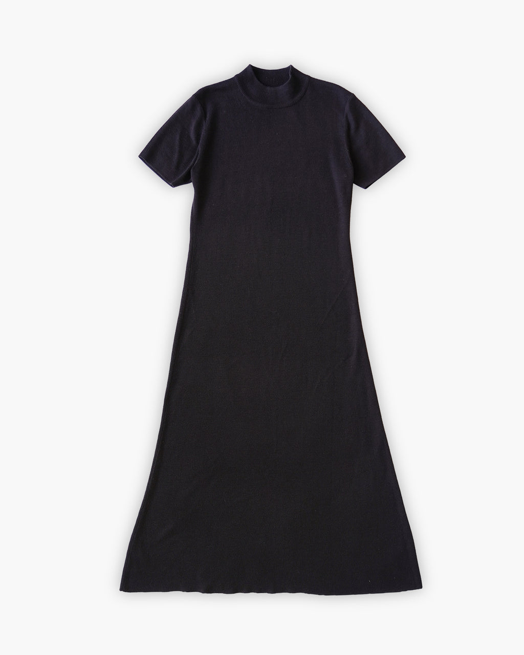 Wool Blend Mock Neck Knit Dress - Brown