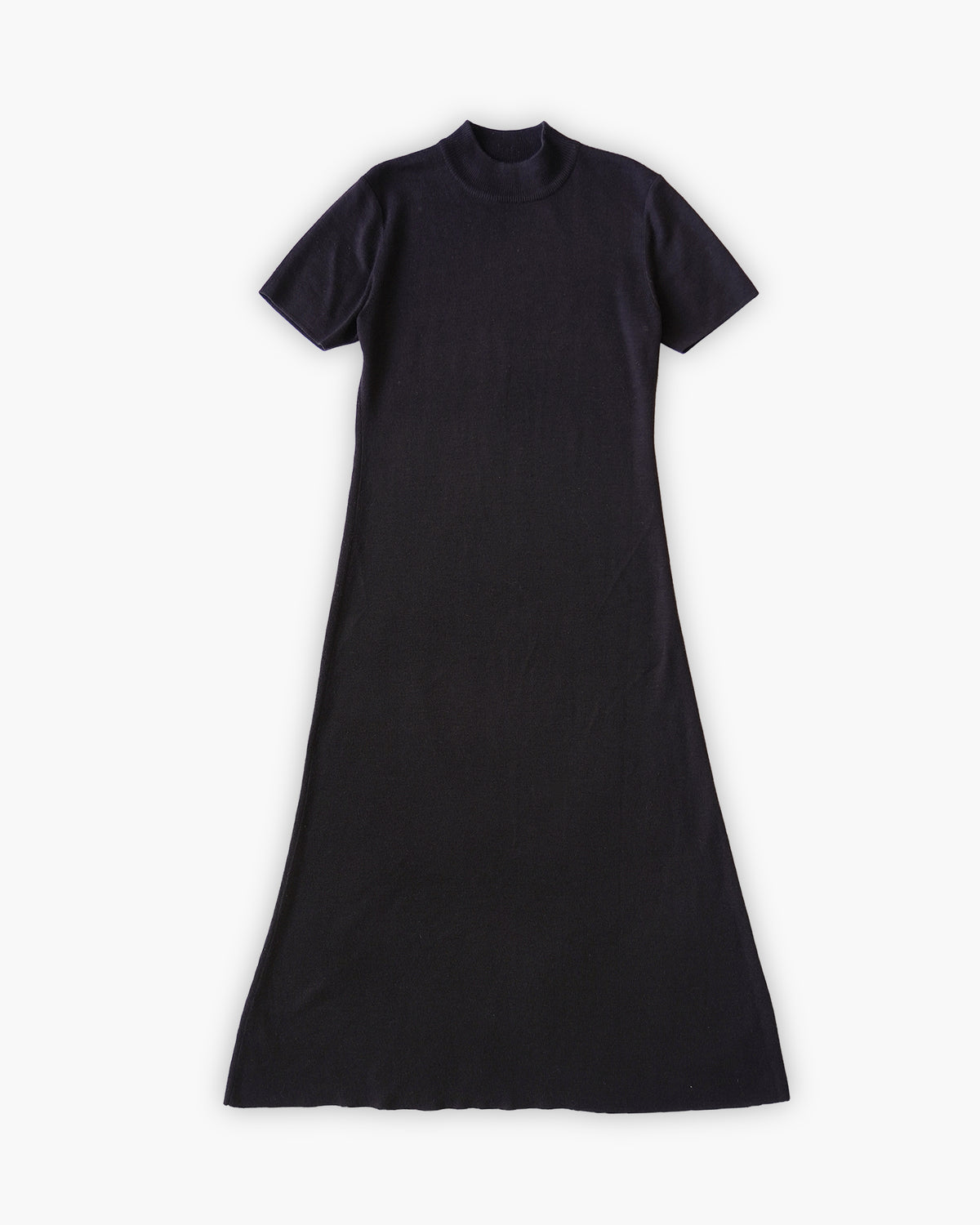 Wool Blend Mock Neck Knit Dress - Brown