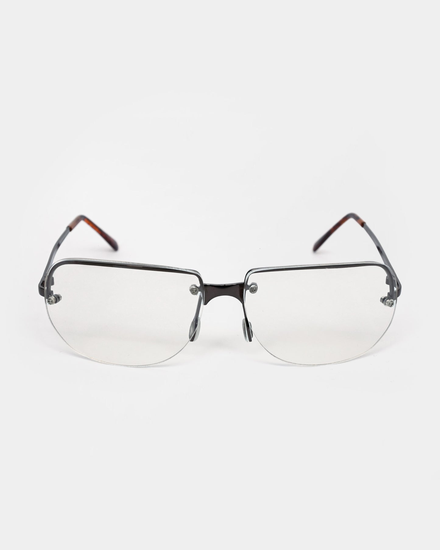 NOS 90s Clear Frameless Sunglasses - Brown
