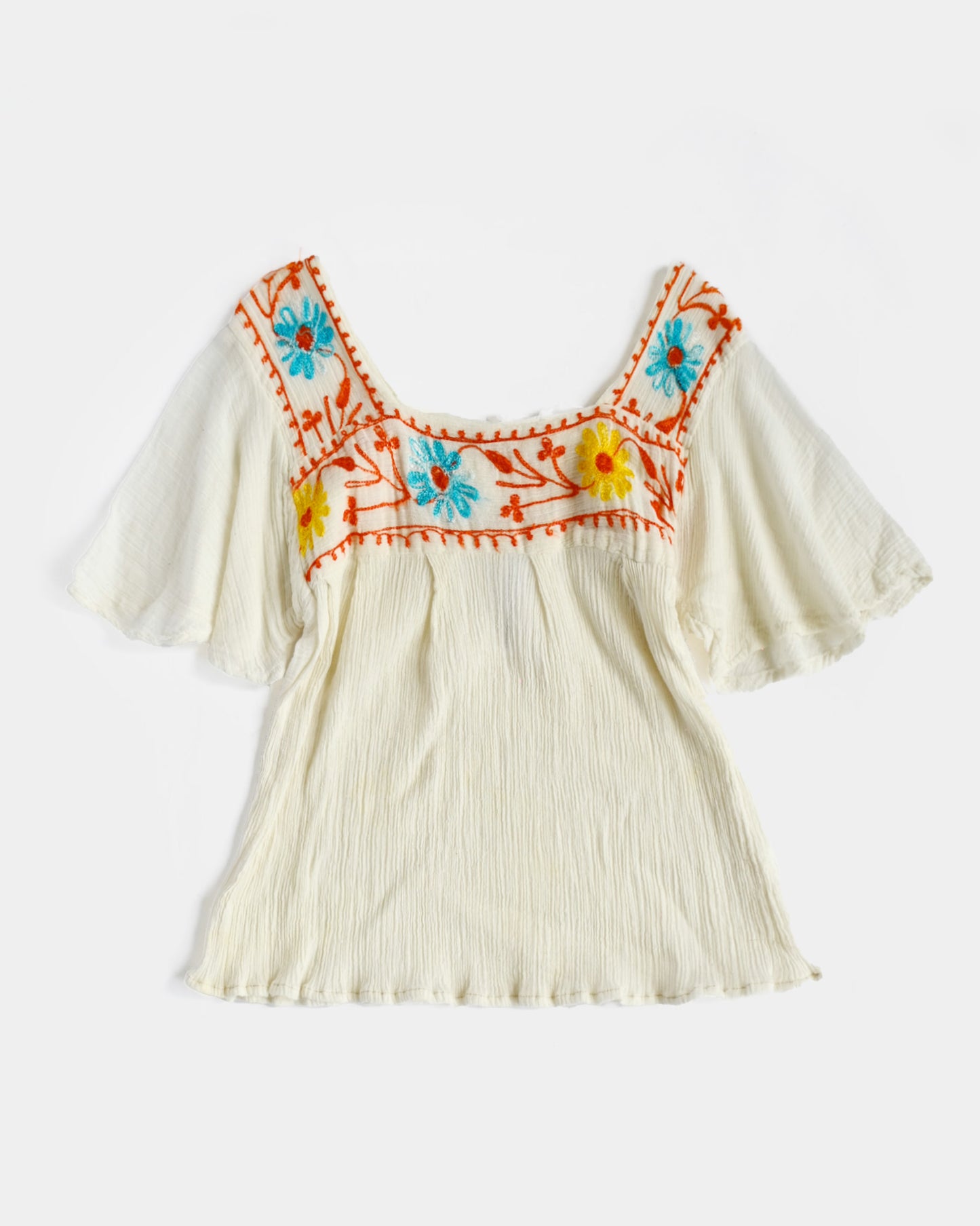 1970's Hand Embroidered Cotton Top