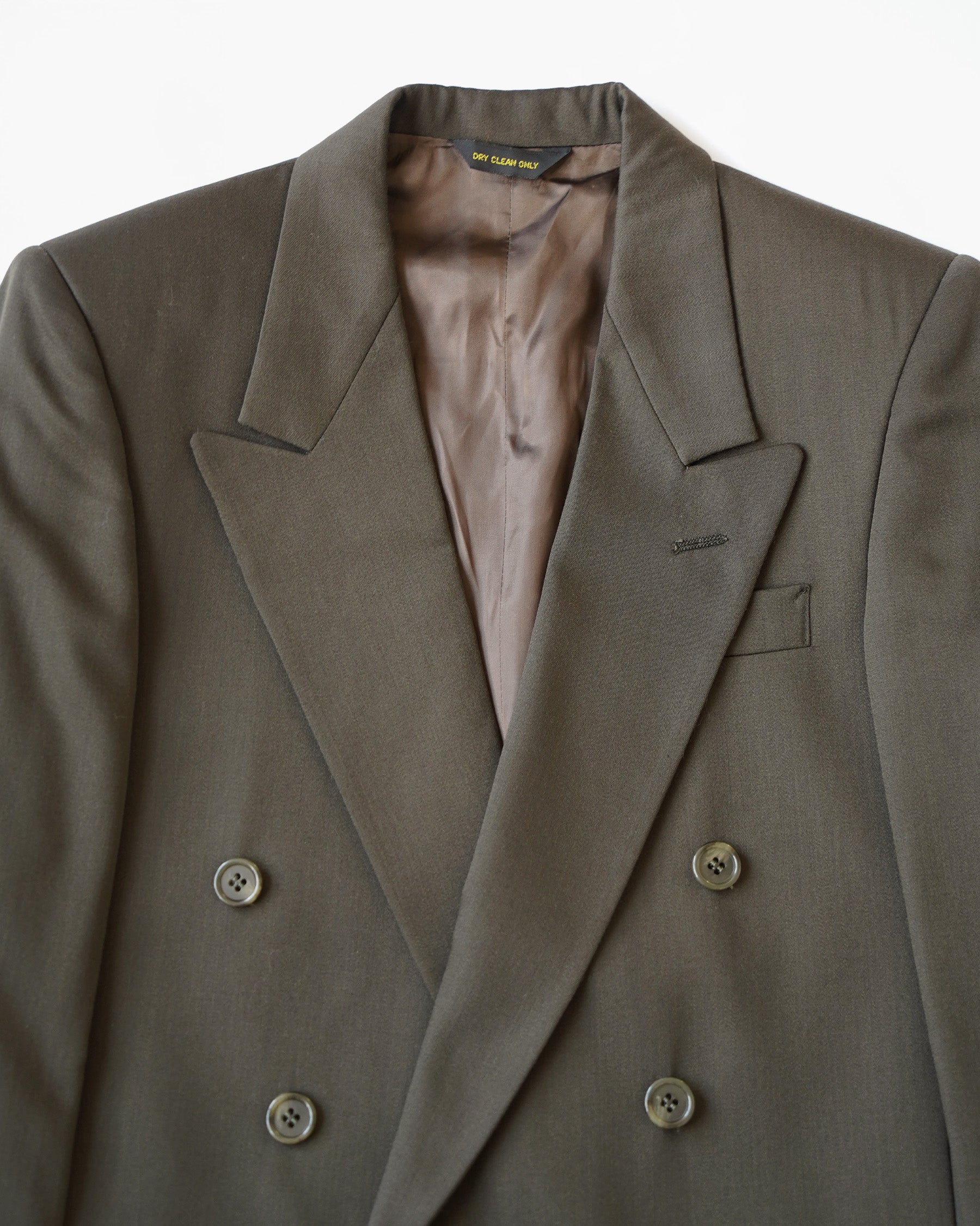 Double Breasted Suit in Olive Tone