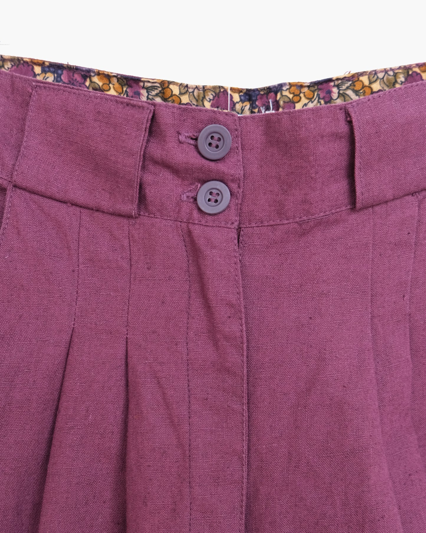 Linen Half Pants - Purple